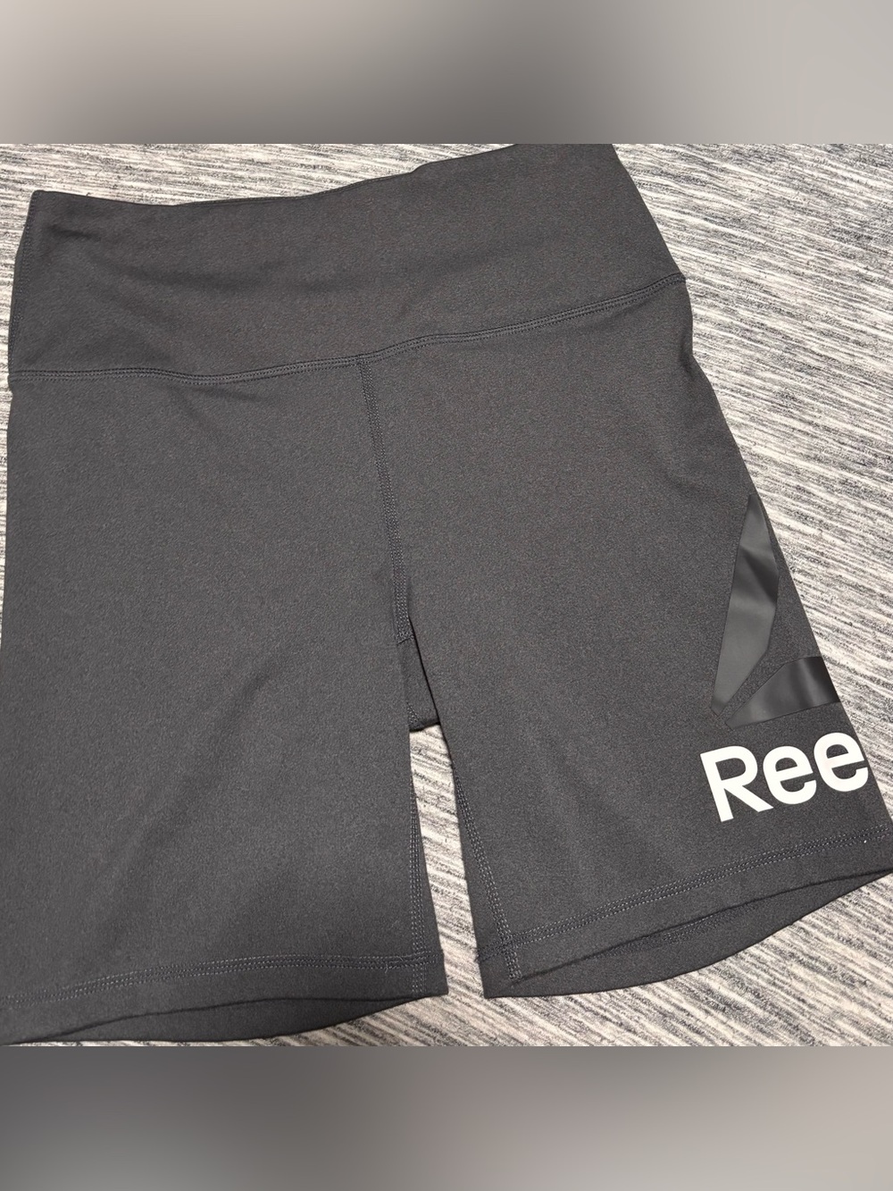 Reebok Women’s Grey Athletic Bike Shorts with Logo